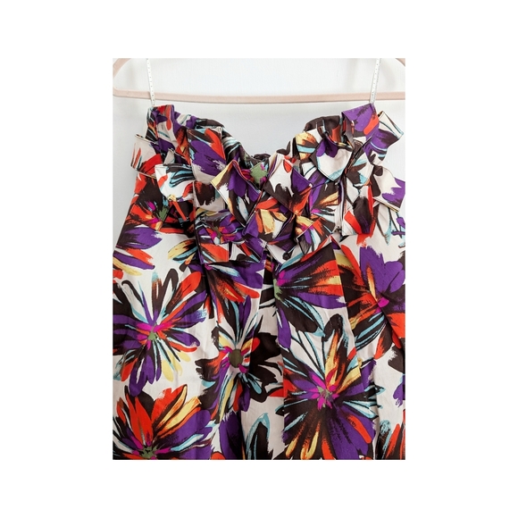 Strapless Pleated A- Line Unique Summer Celebration Mini Dress with pockets Sz M - Picture 2 of 8